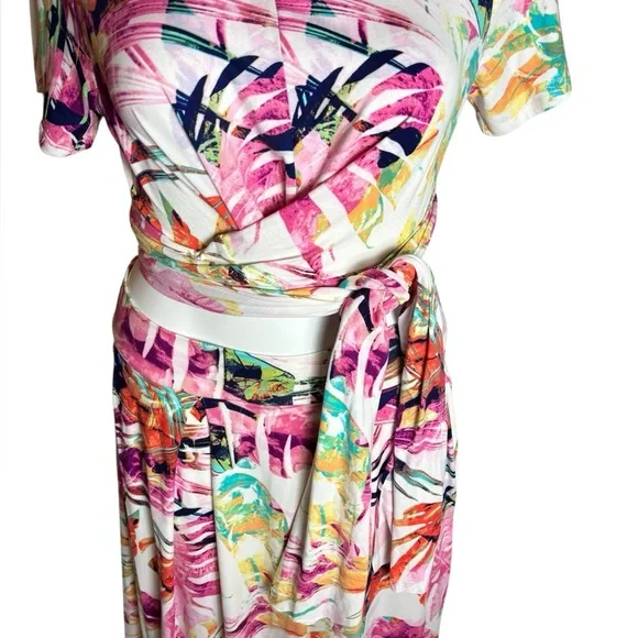 The Curve by Judani 3X Maki Skirt Top Crop Tie Wrap Shirt Floral 2 PC - Picture 7 of 12